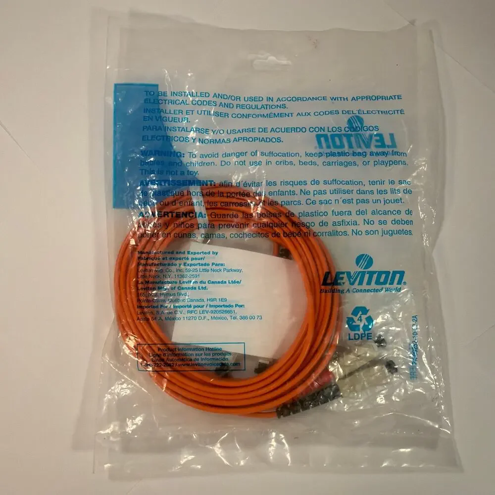 Leviton 62DSC-M03 Duplex SC-SC Multimode Fiber Optic Patch Cable 3m 62.5/125